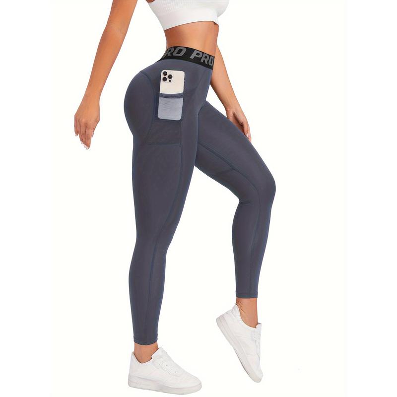 Letter Pattern High Waist Yoga Pants, High Elasticity Running Fitness Leggings, Autumn and Winter Women's Sports Clothing