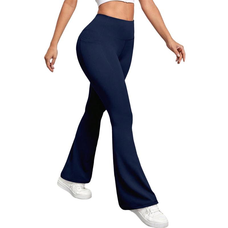 Flare Sport Yoga pants, High-Waist Tummy Control Athletic Workout Plain Pants, Solid Slimming Skinny Bootcut Exercise Leggings for Fall Winter Gym