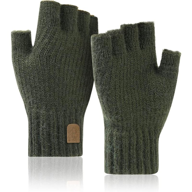 Fingerless Gloves Half Finger Gloves Winter Warm Knitted Gloves Working Running Biking Driving for Men and Women