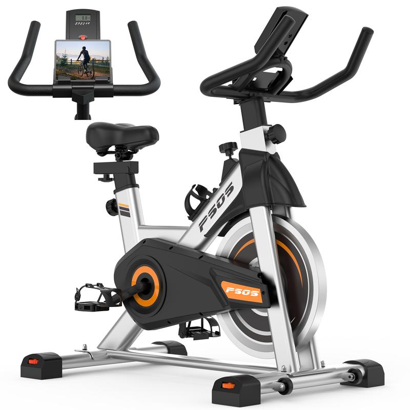 Roll over image to zoom in Exercise Bike, Stationary Bikes for Home Gym,Workout Bike with Belt Drive, Indoor Cycling Bike with Digital Display & Comfortable Seat Cushion