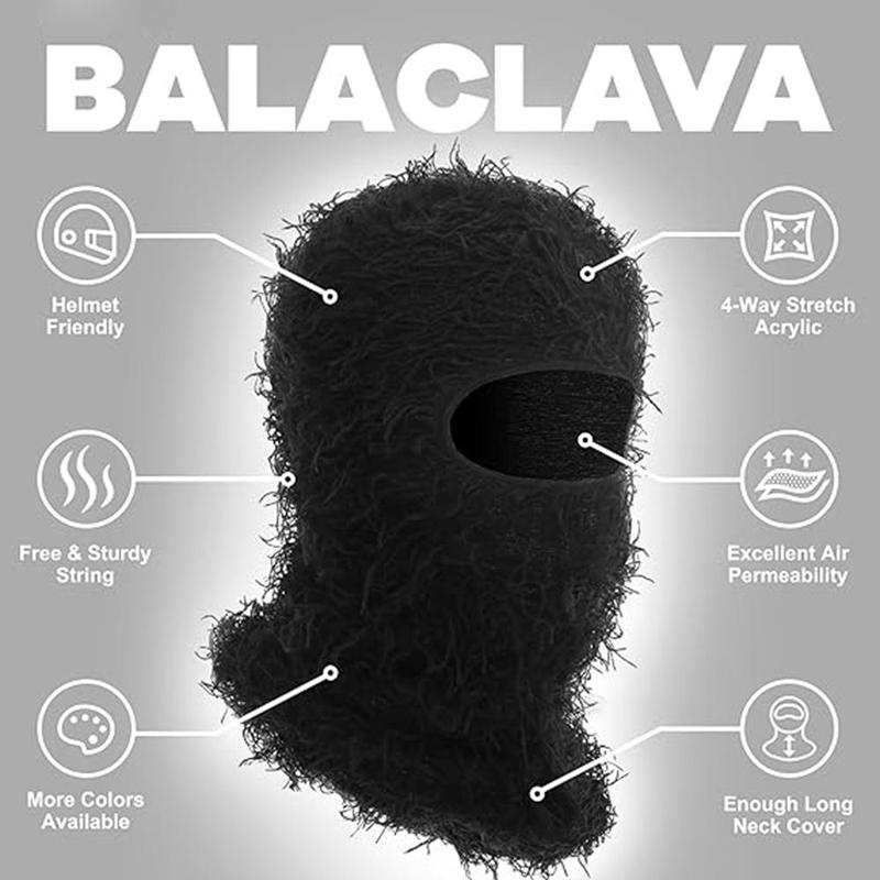 Soft Fluffy Balaclava Mask - Windproof Full Face Cover for Winter Sports - Ideal for Skiing Full Face Knitted Windproof Balaclava Ski Mask - Stay Warm and Comfortable with Breathable, Toggle Closure for Bachelor Party and Cold Weather Skiing and Riding