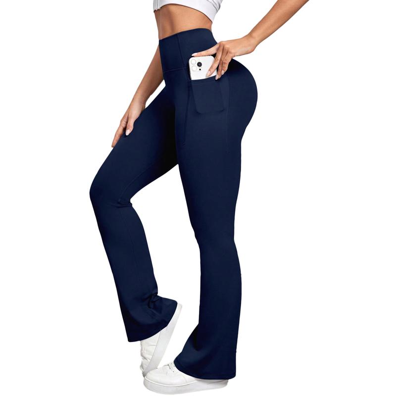 Flare Sport Yoga pants, High-Waist Tummy Control Athletic Workout Plain Pants, Solid Slimming Skinny Bootcut Exercise Leggings for Fall Winter Gym