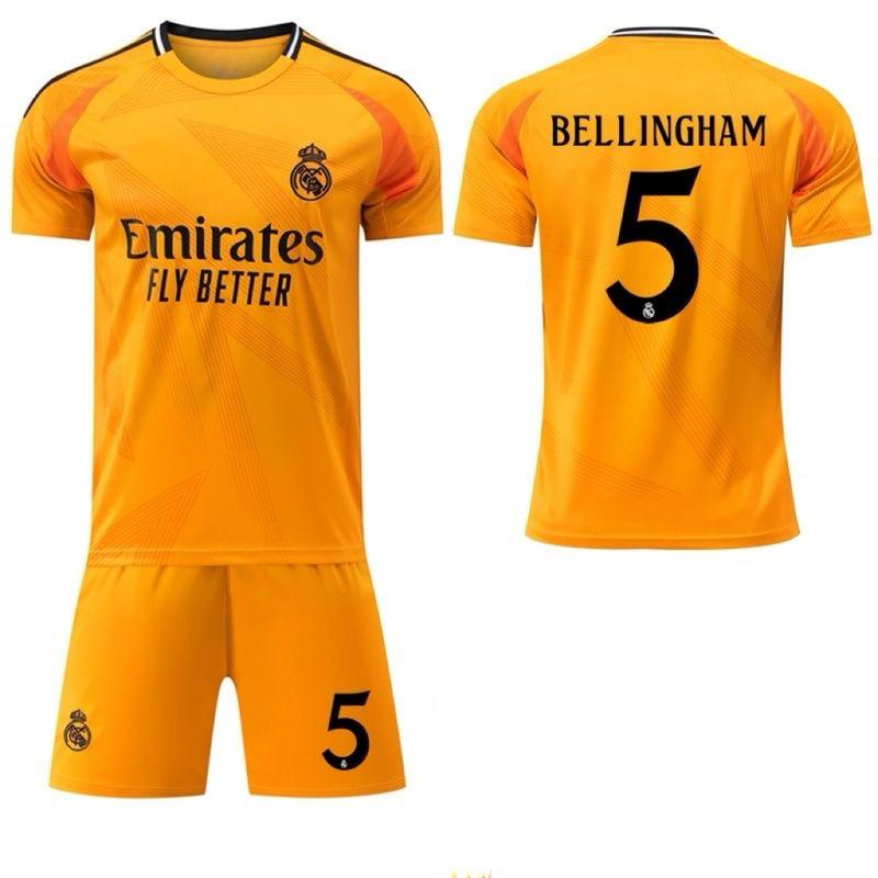 The new 2425 Real Madrid Away adult Kids set with Bellingham Crosmbappe is the same adult size S-2XL and children's soccer size 16#-28#