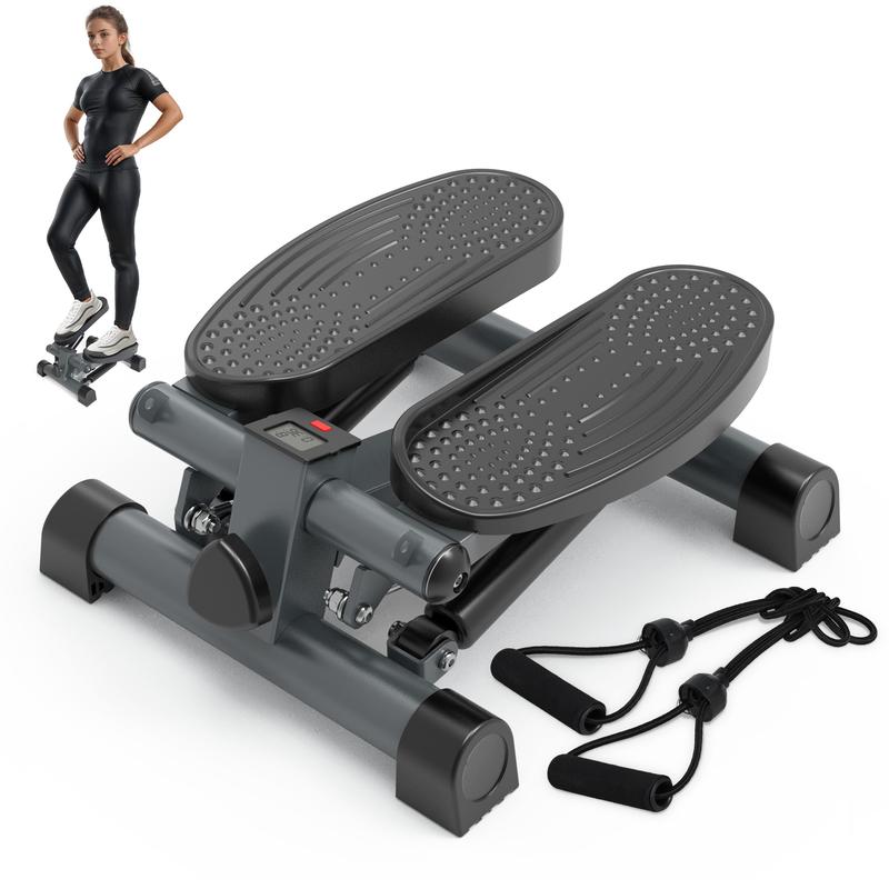 LeikeFitness Mini Stair Stepper for Exercise with Digital Monitor & Resistance Band Home Workout Equipment