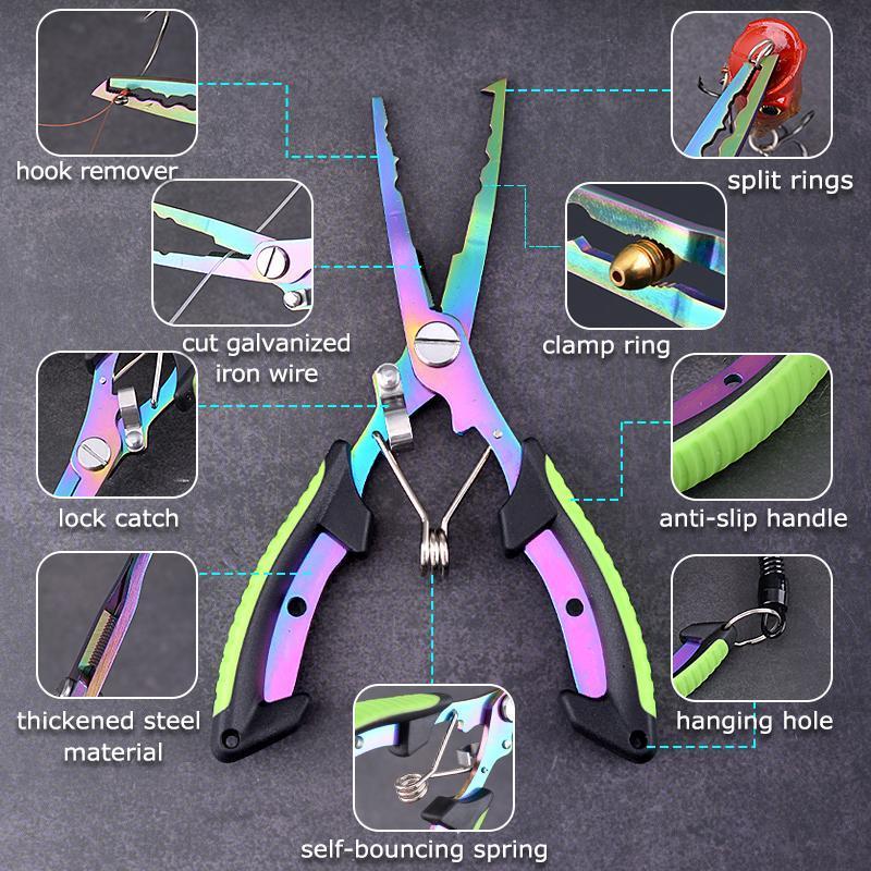 Professional Fishing Tool Set, 3pcs set Stainless Steel Fishing Pliers with Bag and Fishing Lanyard, Outdoor Leisure Equipment, Suitable for Summer Gifts, Fishing Equipment