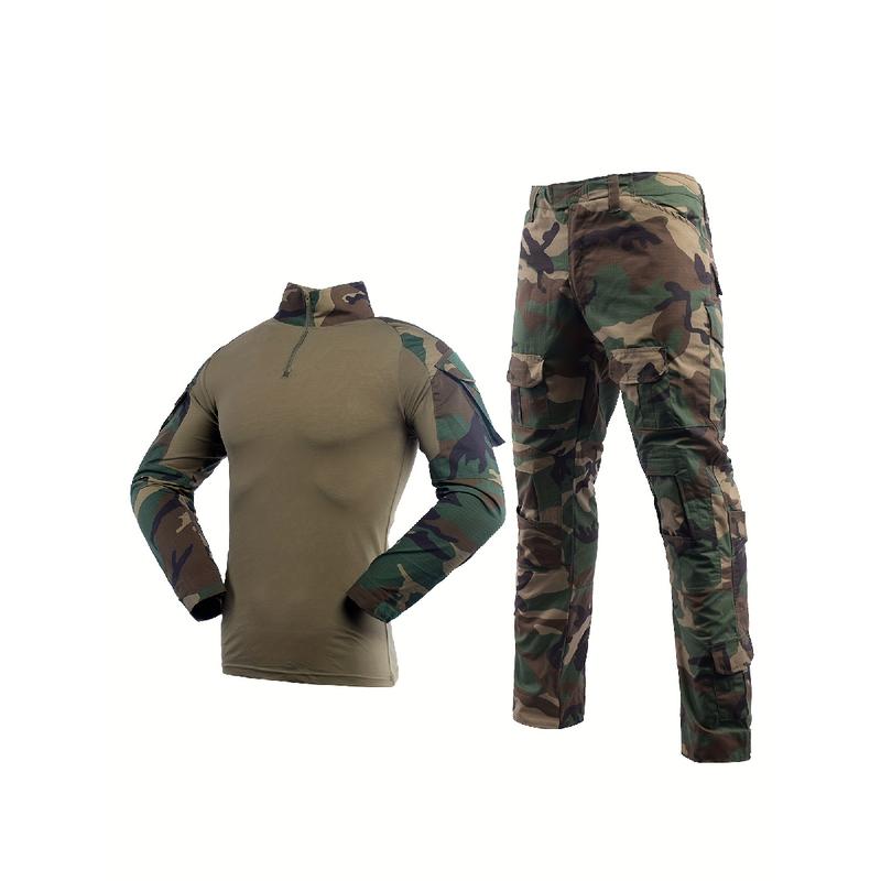 Men's Combat Tactical Uniforms Long Sleeve Fitting Amry Militray Uniforms for Men Combat Shirt and Pants Camouflage Clothing Hunting Hiking Paintball Gear