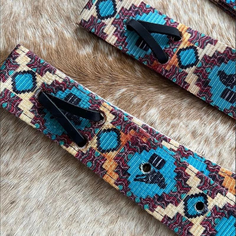 Colorful Western Saddle Tie Strap and Off Side Biillet Set