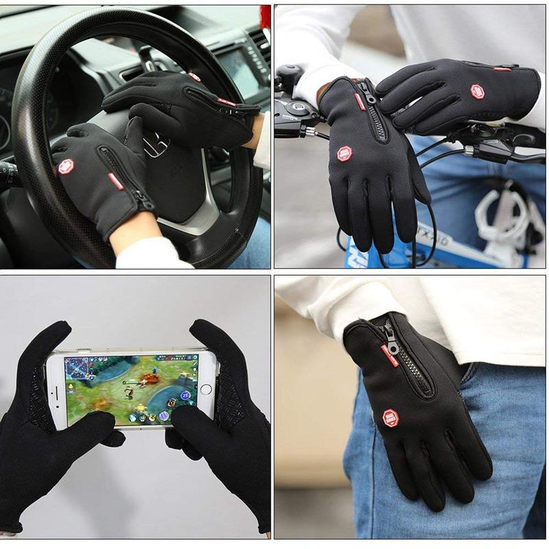 Touch Screen Windproof Gloves Warm Adjustable Non-Slip Gloves for Outdoor Running, Cycling Fishing Skiing Other Sports and Work Warm Gloves for Men