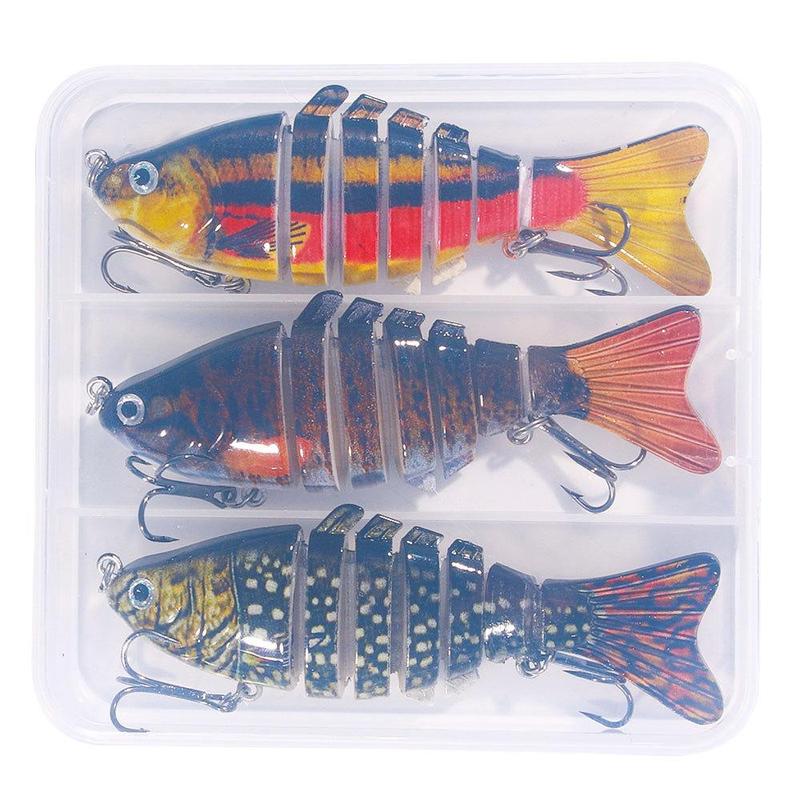 Fishing Lure (3counts box), Multi-jointed Swim Crank Bait, Freshwater & Saltwater Trout & Bass Fishing Lure