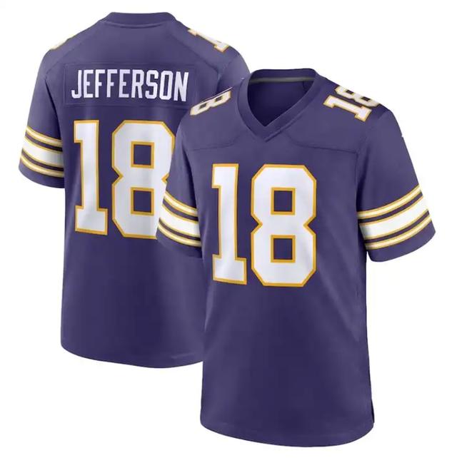 Justiin Jeferson V.Kings #18 Youth American Football Jerseys Stitched Limited Jersey - Purple White