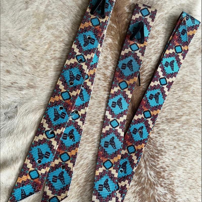 Colorful Western Saddle Tie Strap and Off Side Biillet Set