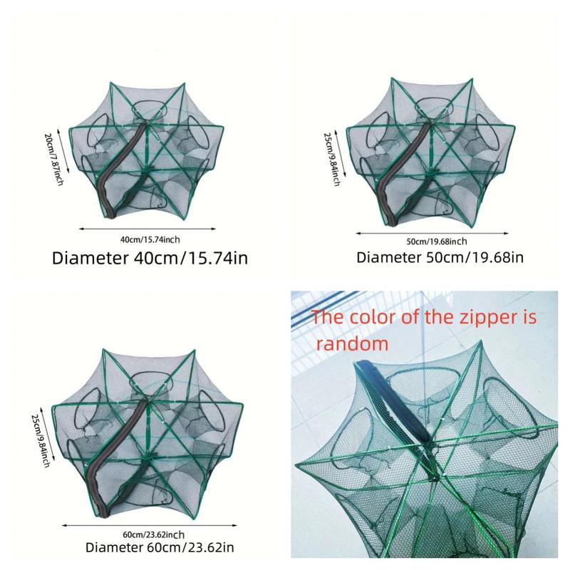 Foldable Fishing Net, Lightweight and Durable Fishing Trap with Random Zipper, Fishing Net for Shrimp Crab Fishing