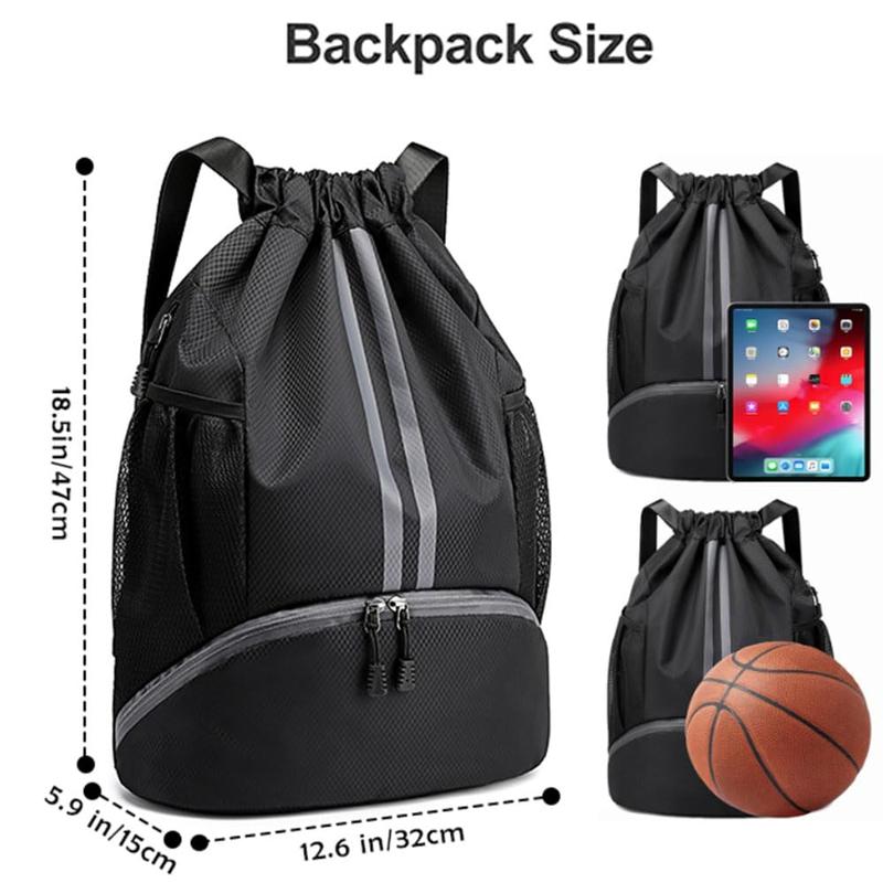 Swimming bag sports drawstring backpack gym bag-backpack shoe compartment moisture-proof pocket mesh bag suitable for men and women travel