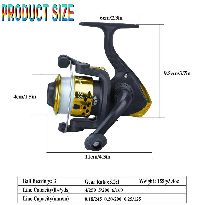 Winter Ice Fishing Rod & Reel Set, Portable Spinning Fishing Rod & 5.2:1 Gear Ratio Reel Set, Outdoor Fishing Accessories