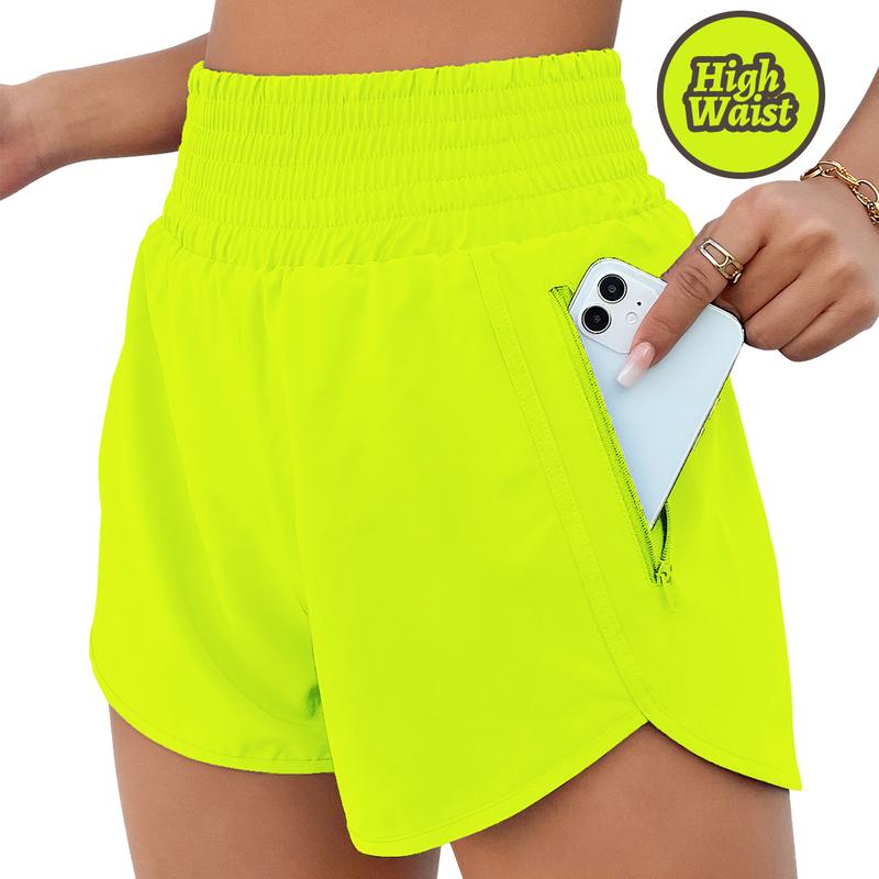 BMJL Women's Athletic Shorts High Waisted Running Shorts Pocket Sporty Shorts Gym Elastic Workout Shorts