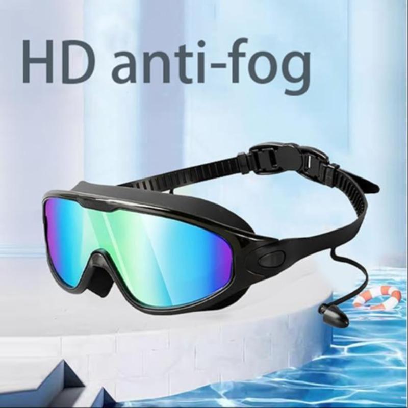 Swimming Goggles & Earplugs Set (3 Sets), Wide View Anti-fog & UV Swimming Goggles, No Leaking Swim Glasses for Men Women Youth