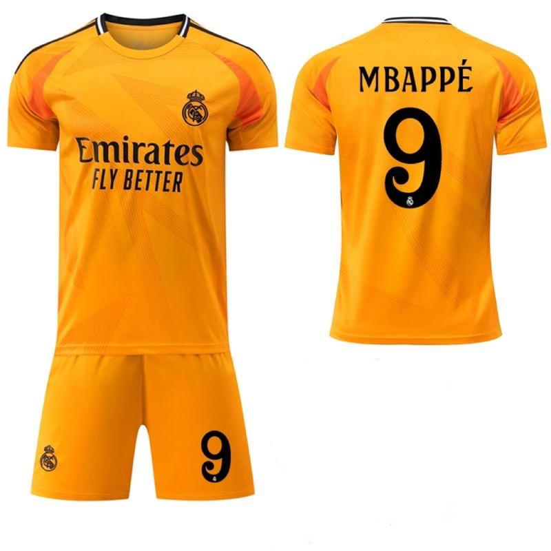 The new 2425 Real Madrid Away adult Kids set with Bellingham Crosmbappe is the same adult size S-2XL and children's soccer size 16#-28#