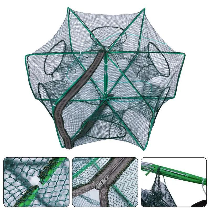 Foldable Fishing Net, Lightweight and Durable Fishing Trap with Random Zipper, Fishing Net for Shrimp Crab Fishing