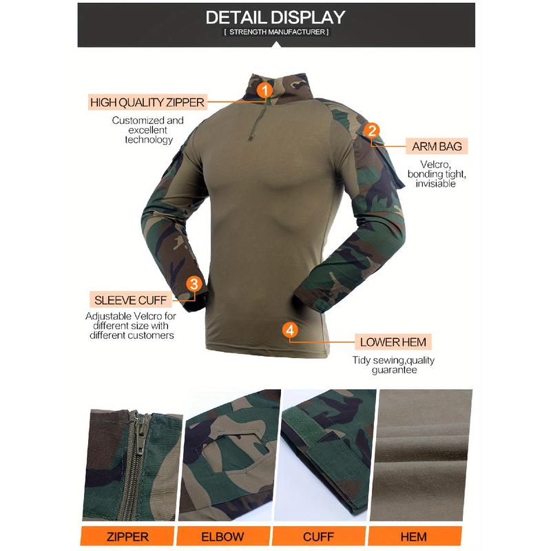 Men's Combat Tactical Uniforms Long Sleeve Fitting Amry Militray Uniforms for Men Combat Shirt and Pants Camouflage Clothing Hunting Hiking Paintball Gear