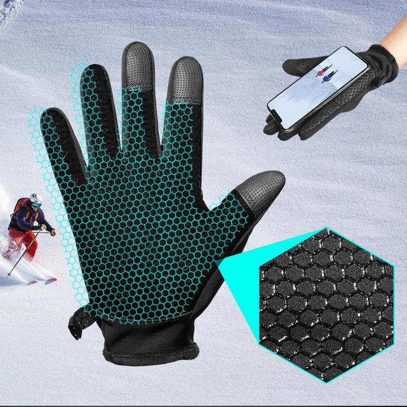 Winter Warmer Gloves, 1 Pair Waterproof Touch Screen Gloves, Full Finger Protective Gear for Cycling Skiing Running Motorcycle