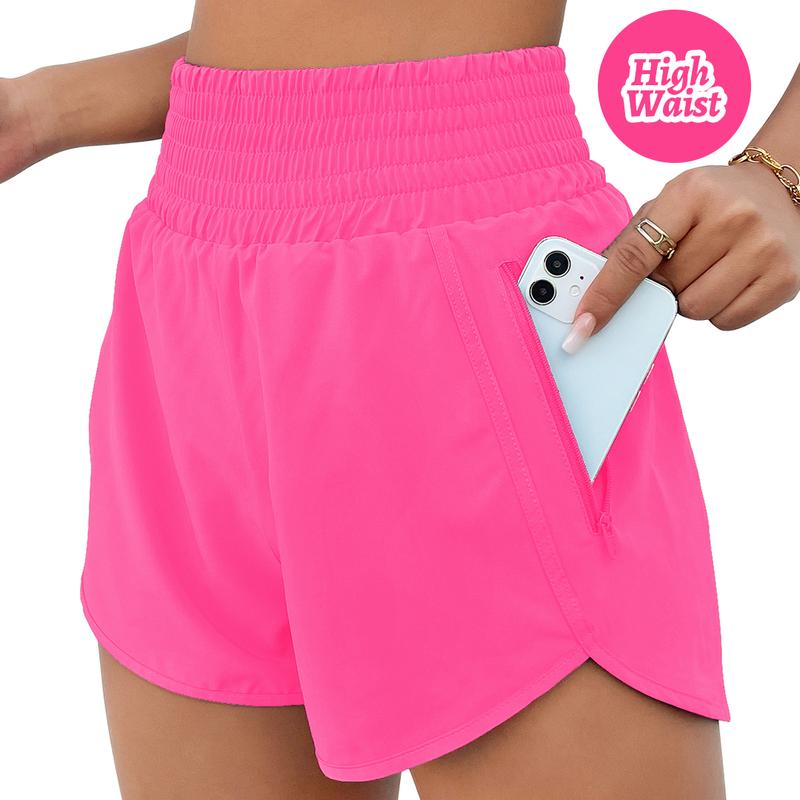 BMJL Women's Athletic Shorts High Waisted Running Shorts Pocket Sporty Shorts Gym Elastic Workout Shorts