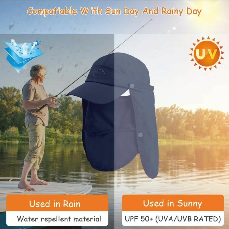 Outdoor UV Protection Sun Hat Baseball Cap With Neck Face Flap For Fishing Hiking Fishing Hat for Men & Women Water-Resistant Unisex Quick Dry Breathable Water-Resistant Comfortable Quick Dry Comfortable fishinghats