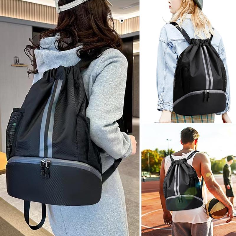 Swimming bag sports drawstring backpack gym bag-backpack shoe compartment moisture-proof pocket mesh bag suitable for men and women travel