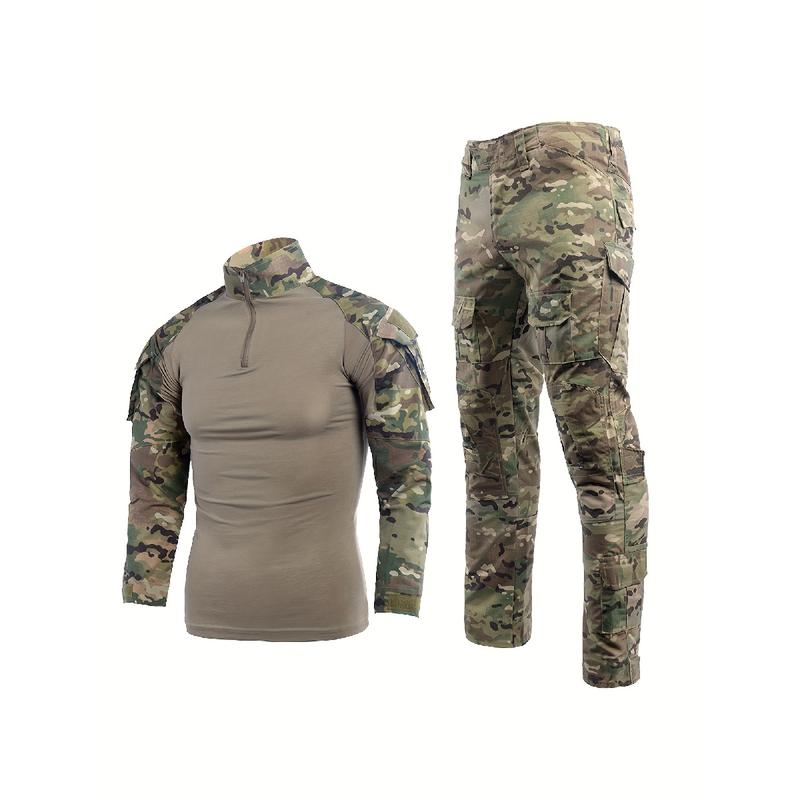 Men's Combat Tactical Uniforms Long Sleeve Fitting Amry Militray Uniforms for Men Combat Shirt and Pants Camouflage Clothing Hunting Hiking Paintball Gear