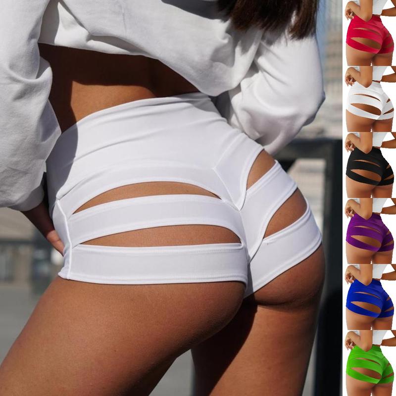 Goranbon Women's Yoga Shorts Cut Out Scrunch Booty Hot Pants High Waist Gym Workout Active Butt Lifting Sports Leggings