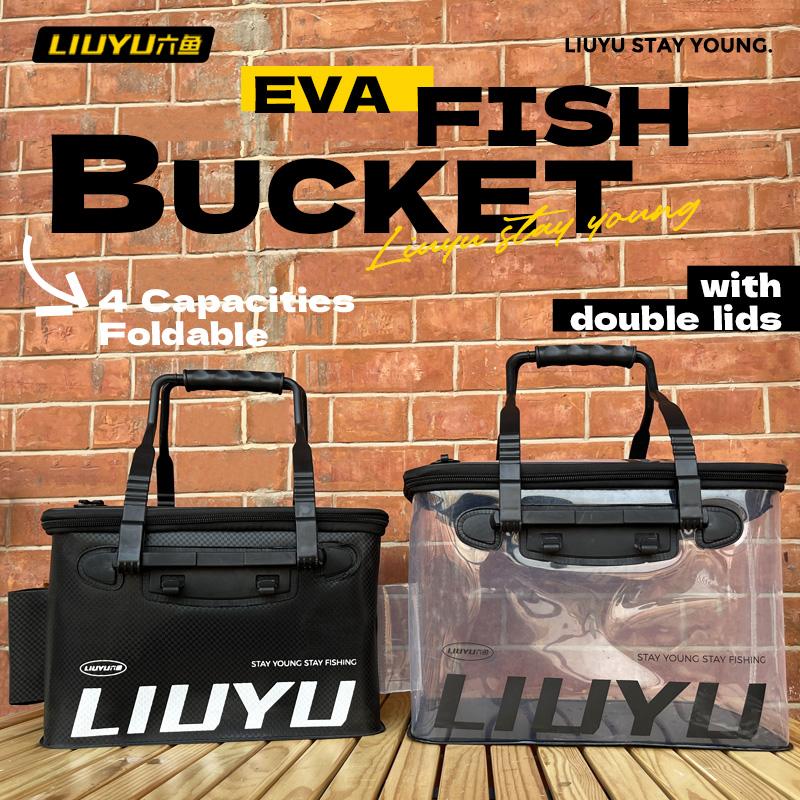 Fishing Bucket,Foldable Fish Bucket, Multi-Functional EVA Fishing Bag for Outdoor,Live Fish Lures Bucket and Fish Protection Bucket tackle bag