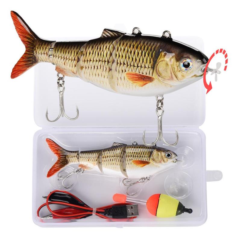 Robotic Swimming Fishing Lure (1 Set), USB Rechargeable LED Light Swimbait, Electric Bait, Fishing Tackle for Bass Trout Pike, Customized Gifts