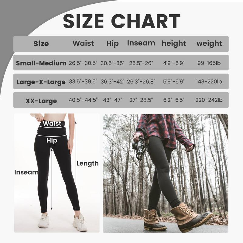 Viconow Fleece Lined Leggings Women with Pockets - Thermal Warm Tummy Control Pants High Waisted Winter Yoga  Tights