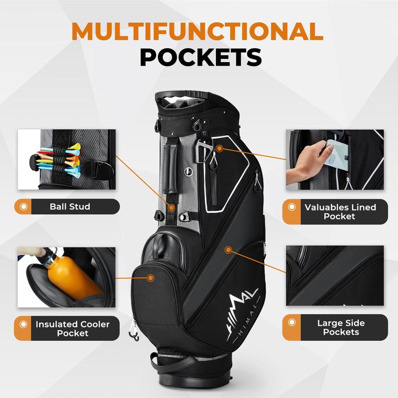 Golf Stand Bag with 14 Way Top Dividers, Lightweight Golf Bag for Men, Golf Bags with Stand, Multiple Pockets, Dual Strap, Rain Cover Hood