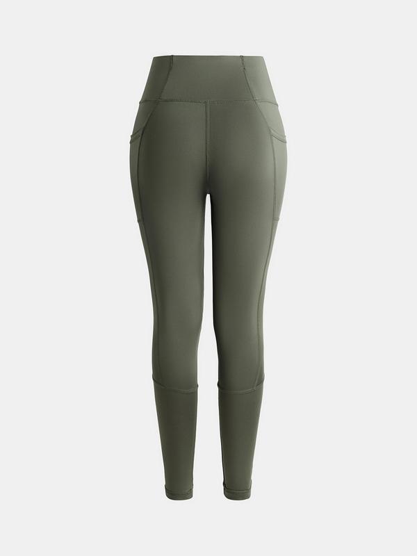 YOZY Pocket Sports Leggings, Solid Color Skinny High Waist Yoga Leggings for All Season, 2024 Women's Bottoms for Indoor Outdoor Wear