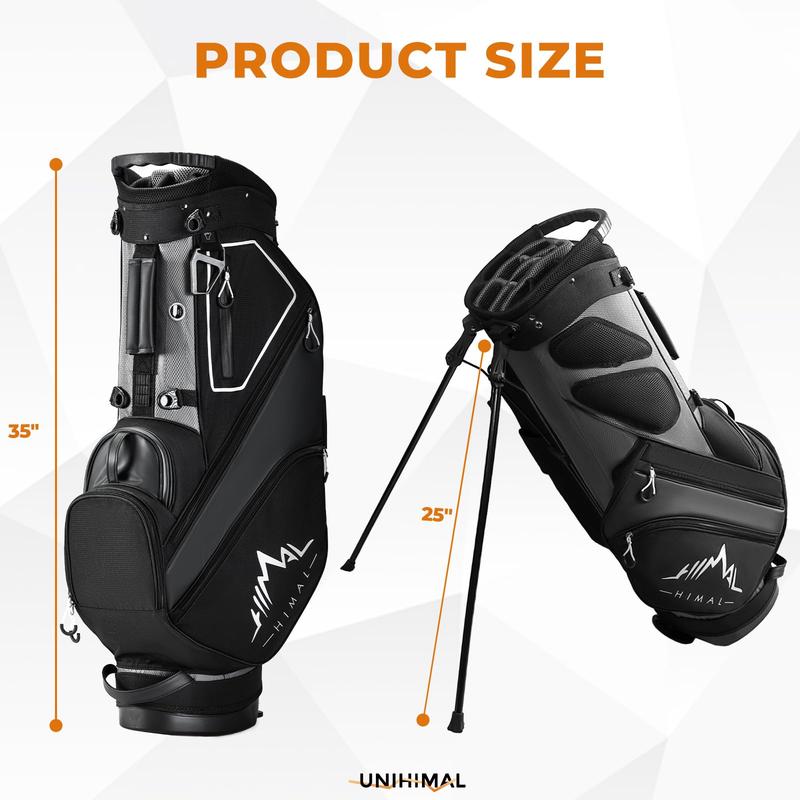 Golf Stand Bag with 14 Way Top Dividers, Lightweight Golf Bag for Men, Golf Bags with Stand, Multiple Pockets, Dual Strap, Rain Cover Hood