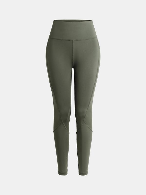 YOZY Pocket Sports Leggings, Solid Color Skinny High Waist Yoga Leggings for All Season, 2024 Women's Bottoms for Indoor Outdoor Wear