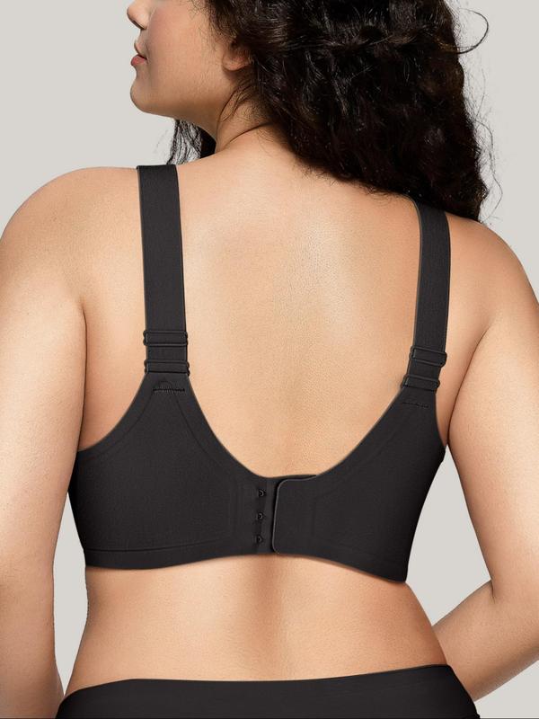 Women's Solid Adjustable Strap Wireless Sports Bra, Breathable Comfortable Sports Bra, Ladies Sportswear for Indoor Outdoor Wear