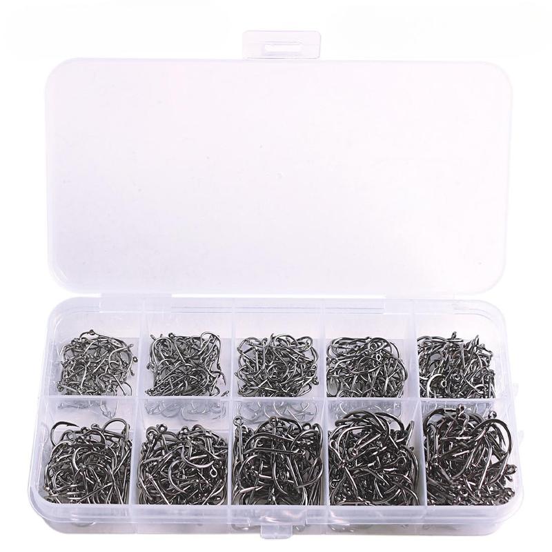 Fishing Hook Set, 500pcs box Carbon Steel Fishing Hook with Barb, Sharp and Durable Single Hook for Better Fishing Results, Outdoor Fishing Accessories