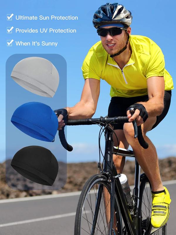 9 count Skull Cap Running Hats Sweat Wicking Hats Milk Silk Cycling Helmet Liner for Men