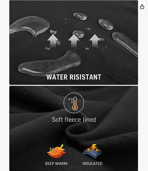 baleaf Women's Fleece Lined Leggings Water Resistant Cold Weather Running Gear Winter Hiking Pants Warm Tights Zip Pockets