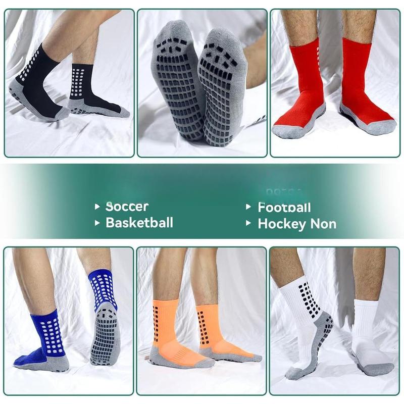 2 4 6 Pairs Men's Soccer Socks Grip Pads Non Slip Football Baseball Soccer Socks for Men Women