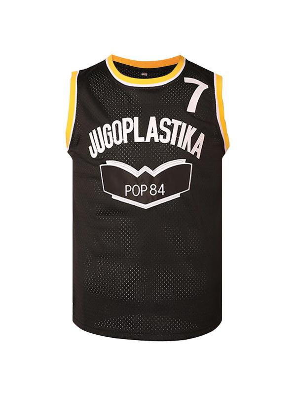 Men's Letter & Number Embroidery Basketball Jersey, Breathable Round Neck Sports Tank Top for Men, Sportswear Clothing for Basketball Training