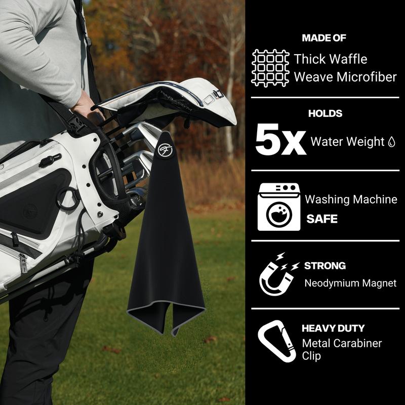 Fore Show Magnetic Golf Towel - Waffle Microfiber, Super Absorbent, Magnet Golf Towel for Bags, Carts, Clubs - 24