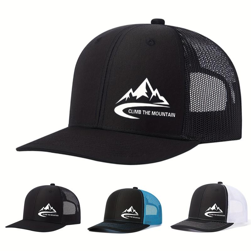 Climbing Alpine Trucker Hat-Breathable Mesh Snap Cap, Suitable for Hiking and Outdoor Activities, Unisex, Adjustable Size, Pure Cotton Material, Hand Wash Dry Cleaning, Lightweight and Woven Structure