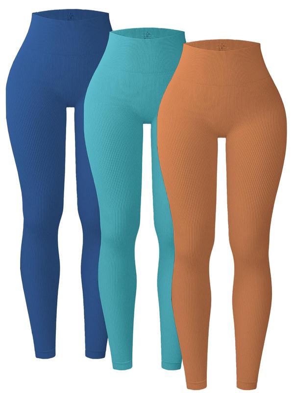 Women's Solid High Waist Sports Leggings, Casual Comfy Breathable Seamless Skinny Pants for Yoga Gym Workout Running, Ladies Sportswear for All Seasons