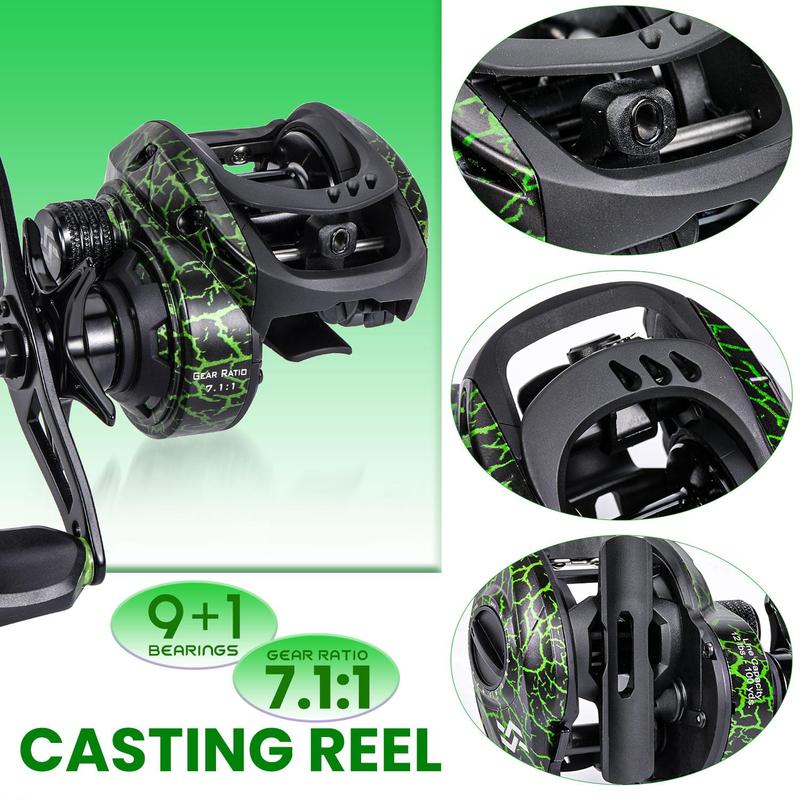 Baitcasting Fishing Reel, 1 Count 9+1bb 7.5:1 Gear Ratio Fishing Reel, Fishing Accessories for Inshore, Boat, Rock, Freshwater and Saltwater Fishing