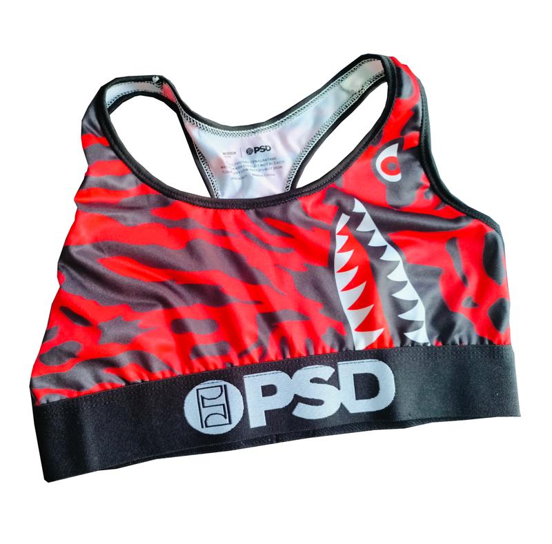 PSD Women's Basic Printed Sports Set - Racerback Sports Bra Comfortable Breathable Boxing Gym Set