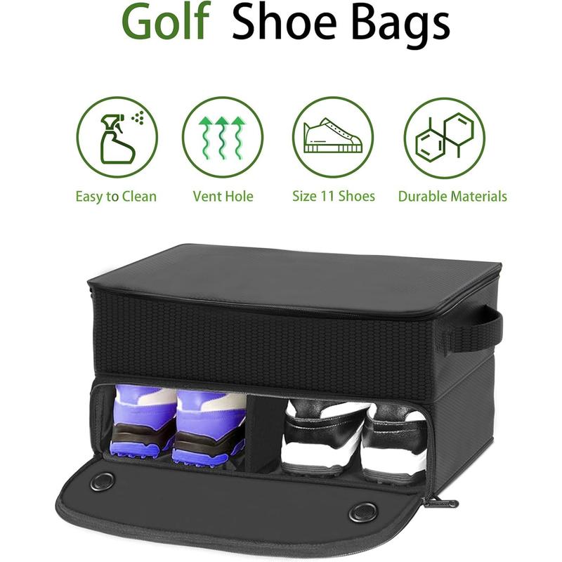 2 Layer Golf Trunk Organizer,   Golf Locker for 2 Pair Shoes, Durable Golf Trunk Storage for Balls, Tees, Clothes, Gloves, Accessories, Golf Gifts