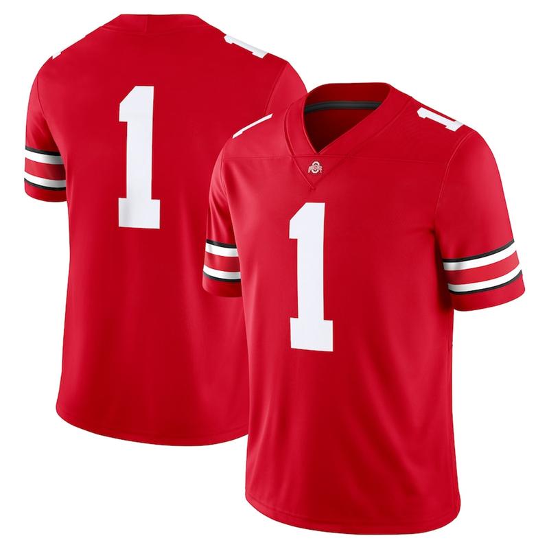 Ohio State Buckeyes Game Jersey - Scarlet, Sport Jersey Shirt Trendy, Men Football NCAA Jersey Shirt, Gift For Fan