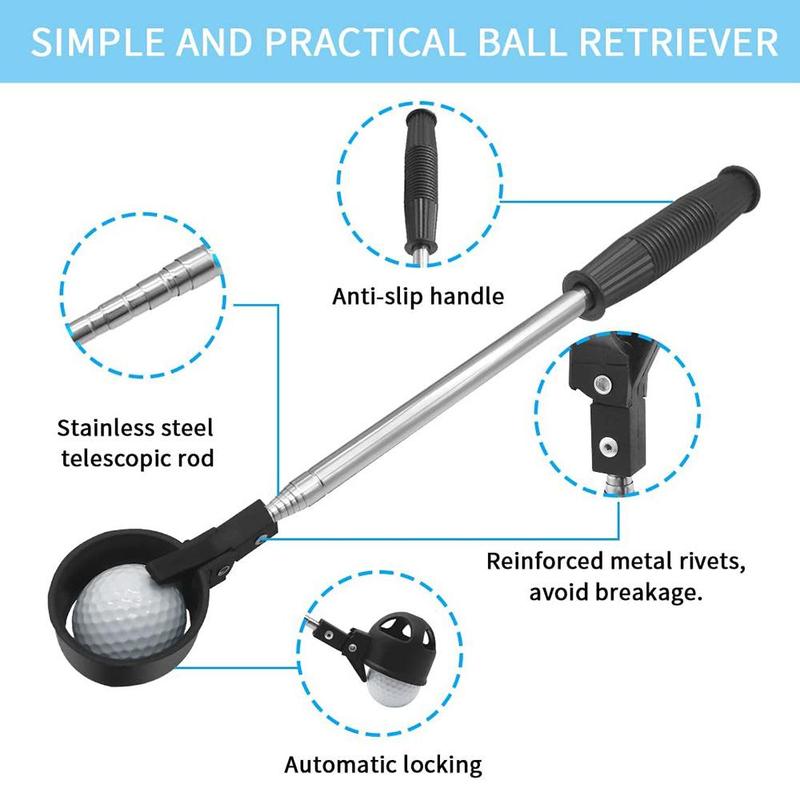 Golf Ball Retriever, Stainless Steel Golf Ball Retriever, 8 Section Retractable Golf Ball Retriever, Perfect Golf Gift (Golf Ball Not Included)